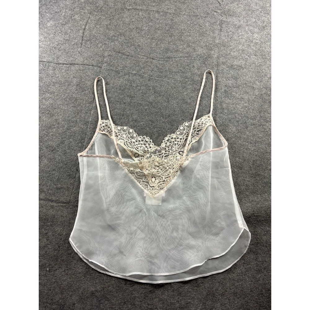 VTG Adagio By Patricia Fieldwalker Women's S Sheer Lace Lingerie Crop Tank Sexy